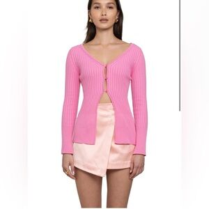 ATTIRE THE STUDIO Day-To-Night Pink Ribbed Cardigan Size XS